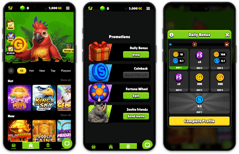 SweepJungle Casino screenshots