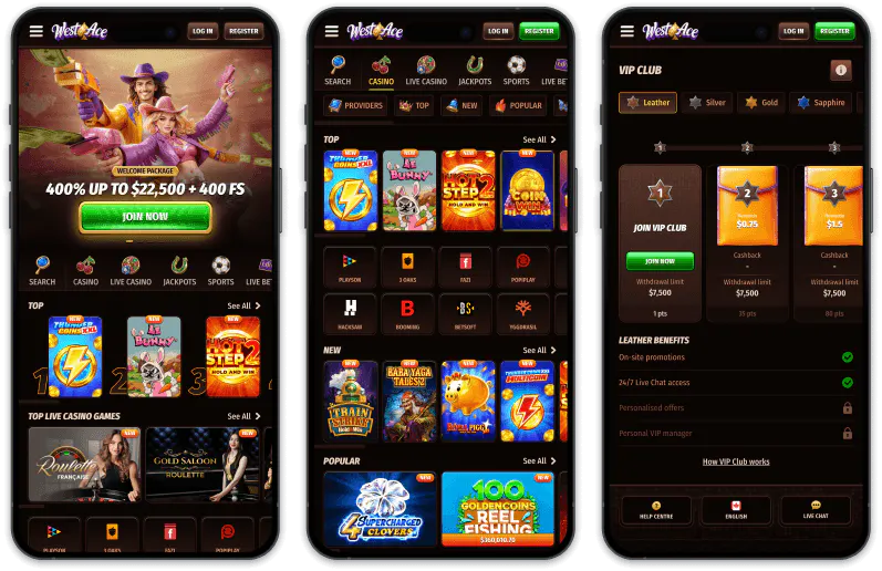 WestAce Casino Canada screenshots