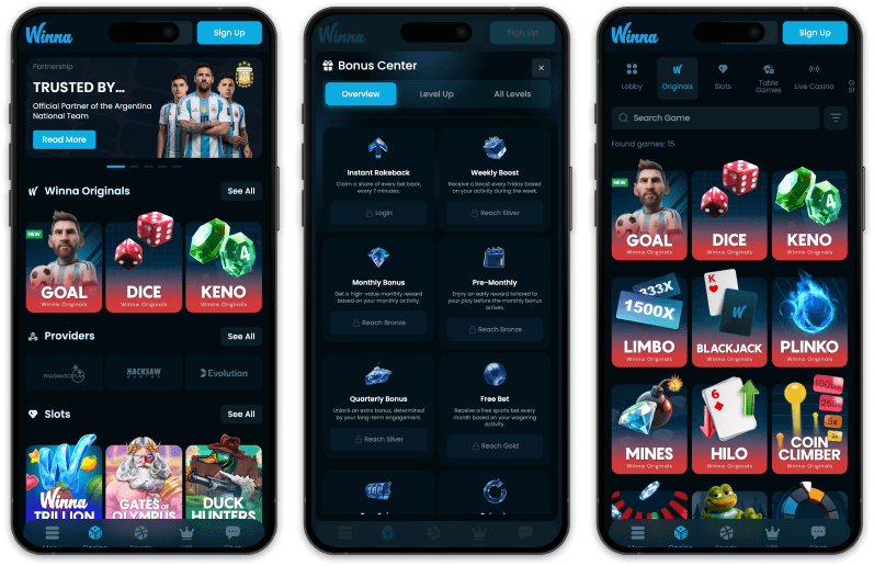 Winna Casino screenshots