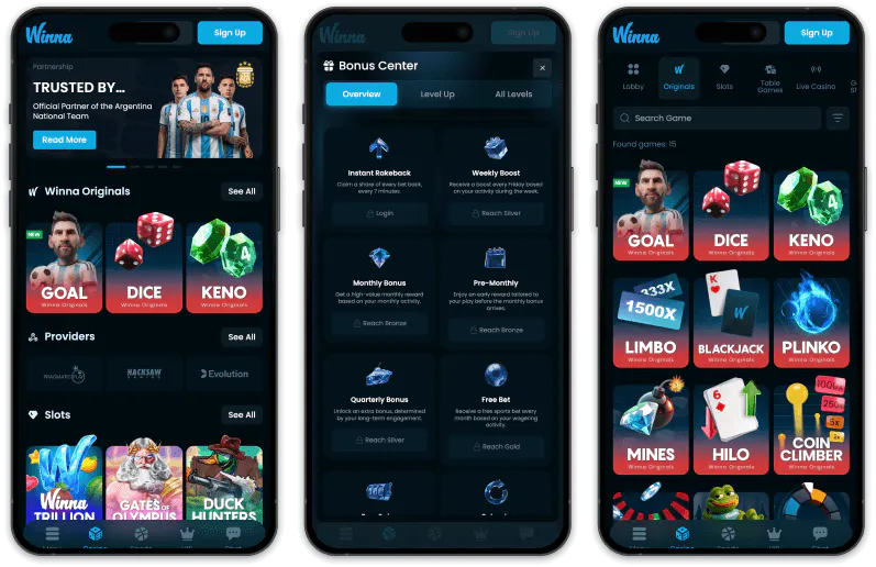 Winna Casino screenshots
