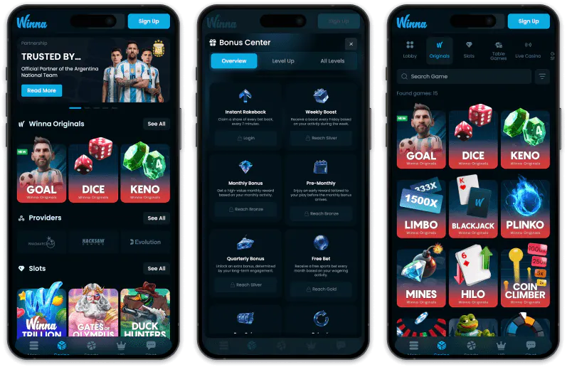 Winna Casino screenshots