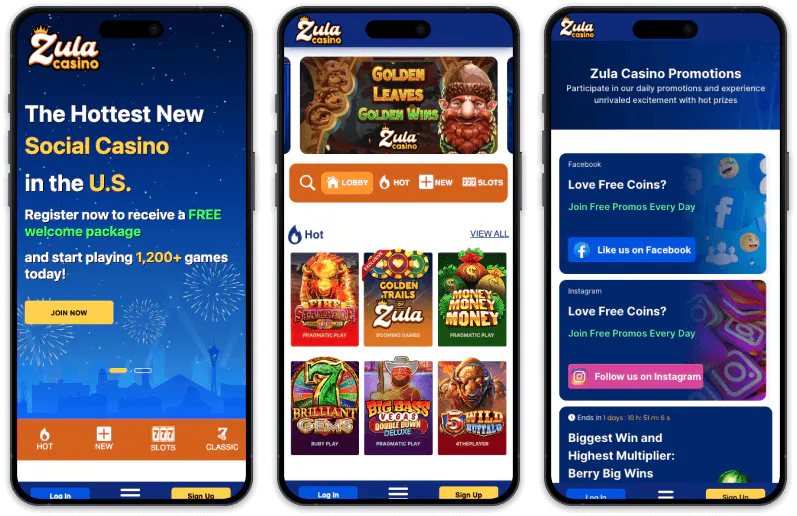 Zula Casino screenshots