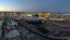 General overall aerial view of the Allegiant Stadium construction site and Las Vegas strip. Mandatory Credit: Kirby Lee-Imagn Images