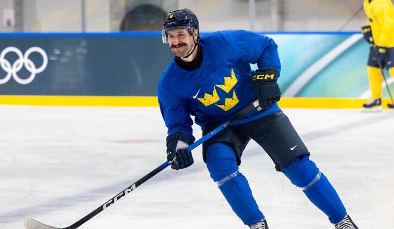 Filip Forsberg of Sweden at an ice hockey practice.