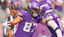 Minnesota Vikings tight end TJ. Hockenson (87) reacts with wide receiver Justin Jefferson (18) after catching a touchdown pass.