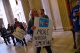 Casino workers rally at in May to push for a smoking ban at casinos. David DelPoio/The Providence Journal / USA TODAY NETWORK via Imagn Images