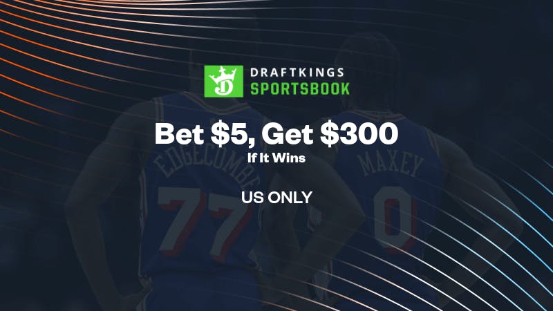 No DraftKings promo code needed for Celtics vs 76ers NBA Cup. Bet $5, get $300 bonus bets if it wins plus 3 months NBA League Pass.