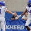 Boise State Broncos running back Dylan Riley (24) celebrates with quarterback Maddux Madsen.