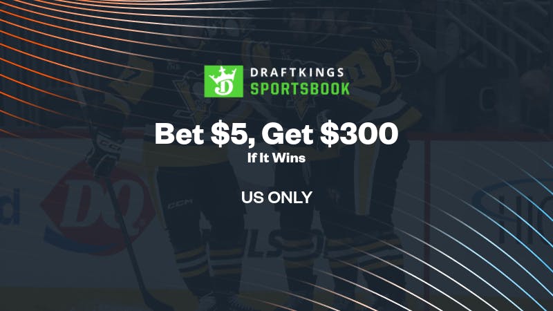 No DraftKings promo code needed for Penguins vs Flyers Tuesday. Bet $5, get $300 bonus bets if you win plus 3 months NBA League Pass.