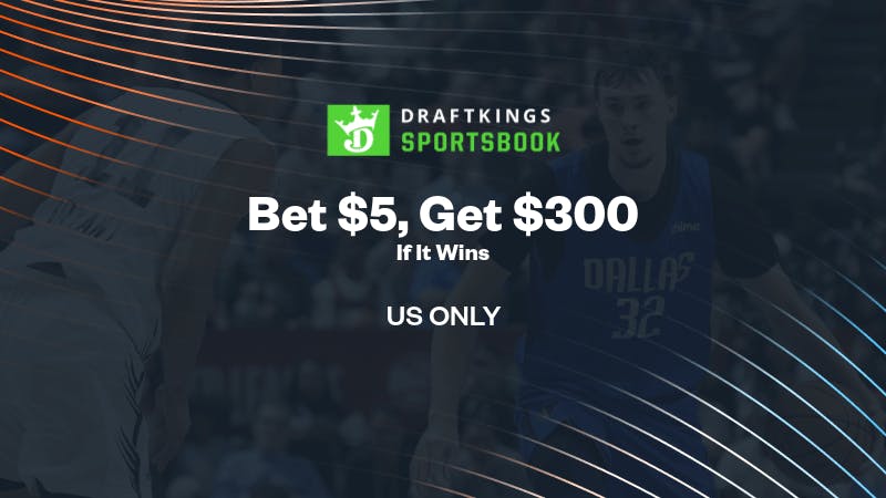 No DraftKings promo code needed for Spurs vs Mavericks! Bet $5, get $300 bonus bets if it wins plus 3 months NBA League Pass on Wednesday.
