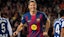 Robert Lewandowski of Barcelona celebrates his goal.