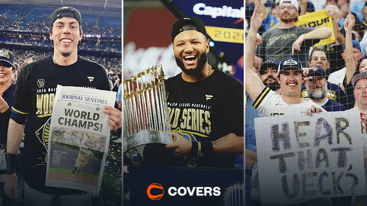 World Series odds. Christian Yelich Jackson Chourio Brewers fans