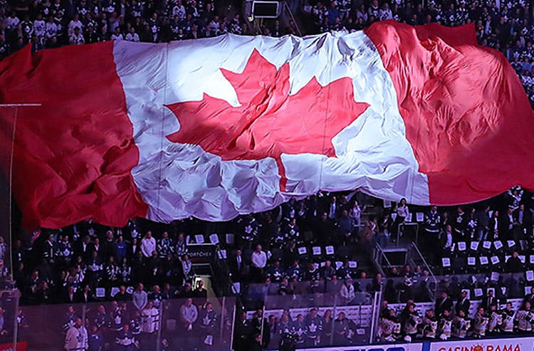 Canadian flag at Toronto Maple Leafs game