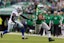 Philadelphia Eagles running back Saquon Barkley (26) runs with the ball past Dallas Cowboys cornerback DaRon Bland (26).