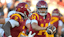 Jayden Maiava (14) hands off the ball to running back Waymond Jordan (2) during the first half against the Georgia Southern Eagles at the Los Angeles Memorial Coliseum.