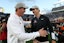 NFC coach Eli Manning and AFC coach Peyton Manning react after the 2024 Pro Bowl at Camping World Stadium. Mandatory Credit: Nathan Ray Seebeck-Imagn Images