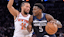 Minnesota Timberwolves guard Anthony Edwards (5) drives to the basket while defended by New York Knicks guard Jalen Brunson (11) during the first half at Madison Square Garden.