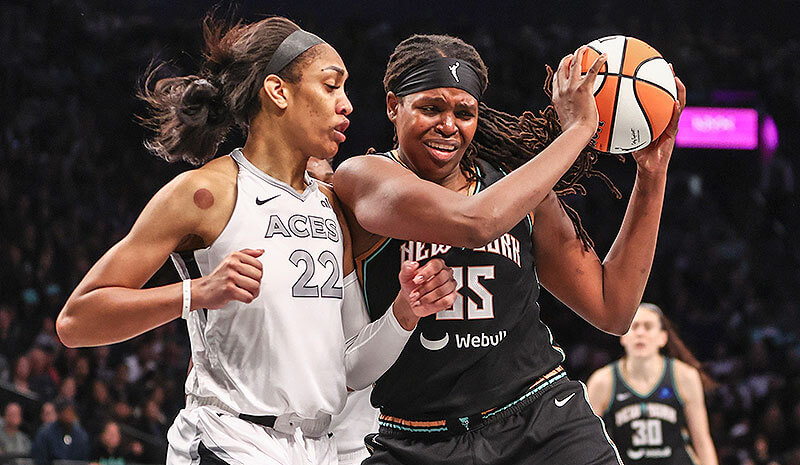 Jonquel Jones A'ja Wilson New York Liberty Las Vegas Aces WNBA