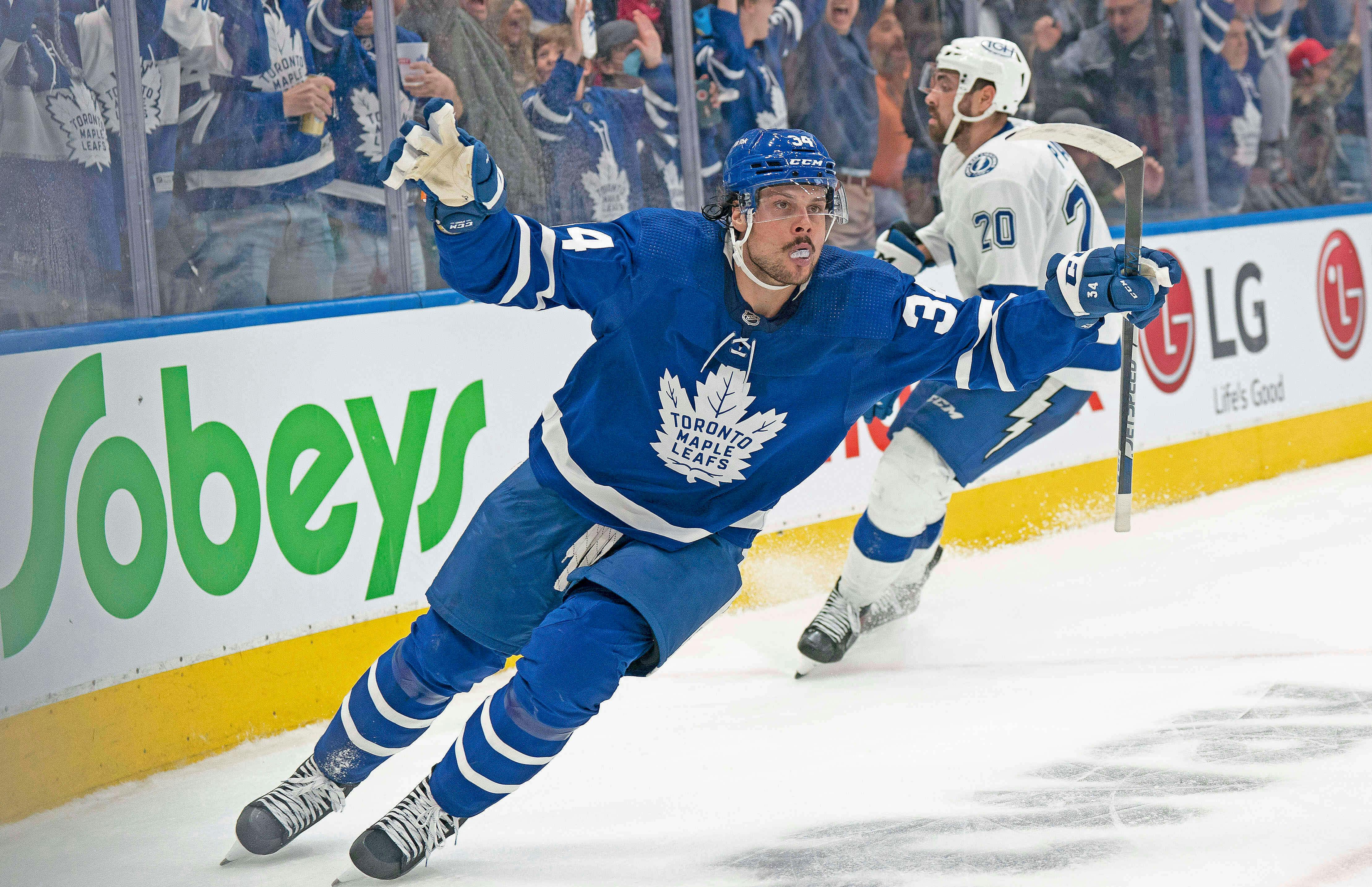 Toronto Maple Leafs All-Star Auston Matthews in NHL action.