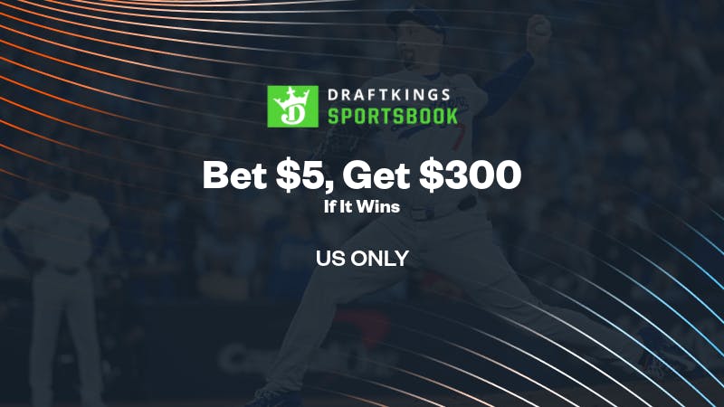 No DraftKings promo code needed for Blue Jays vs Dodgers Game 5. Bet $5, get $300 bonus bets if it wins plus 3 months NBA League Pass.