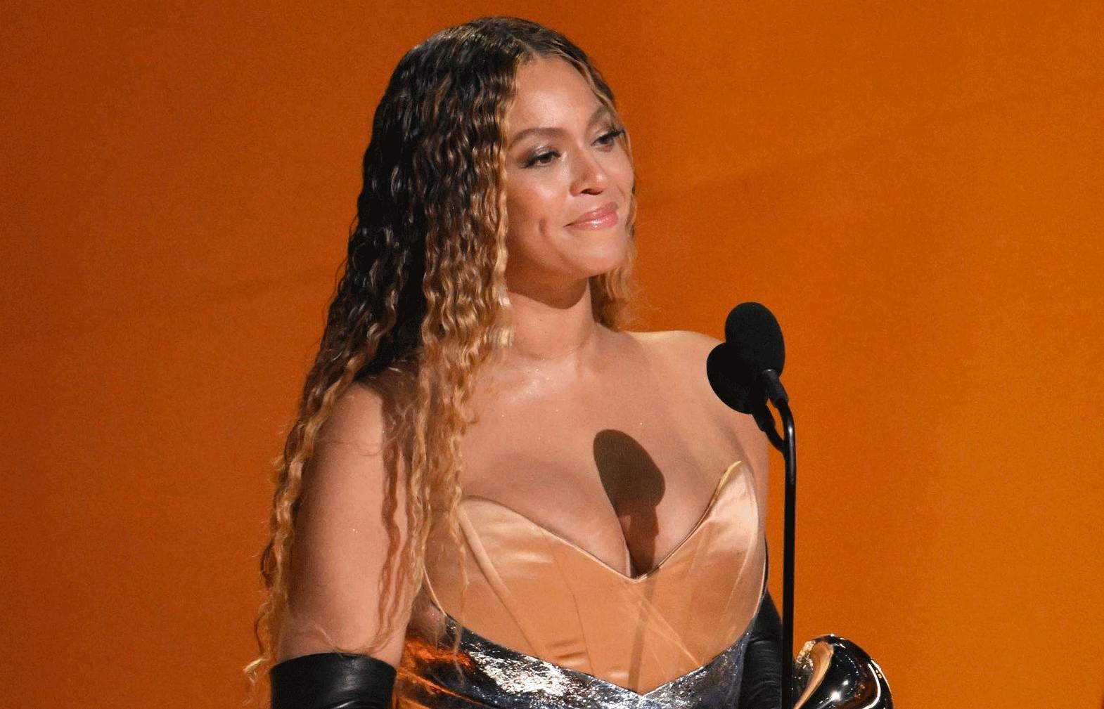 Beyonce accepts the award for best dance/electronic music album for Renaissance, becoming the all-time winner for the most Grammy Awards during the 65th Annual Grammy Awards at Crypto.com Arena in Los Angeles on Sunday, Feb. 5, 2023.