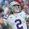 Kansas State Wildcats quarterback Avery Johnson (2) throws a pass against the Kansas Jayhawks during the first half of the game at David Booth Kansas Memorial Stadium.