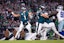 Philadelphia Eagles quarterback Jalen Hurts (1) passes the ball against the Dallas Cowboys during the third quarter at Lincoln Financial Field. Bill Streicher-Imagn Images