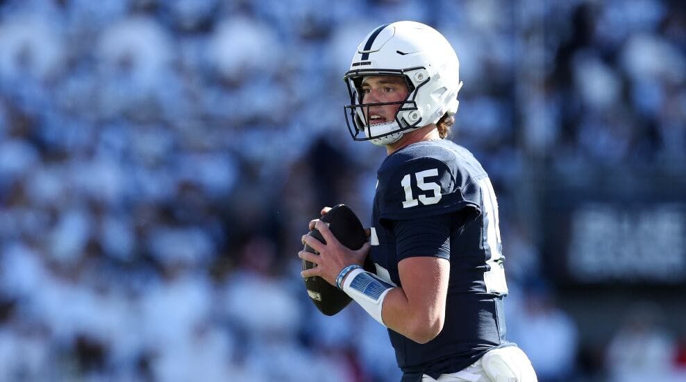 Penn State Nittany Lions quarterback Drew Allar (15) looks to throw a pass.