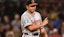 Baltimore Orioles starting pitcher Tomoyuki Sugano (19) reacts after being called for a balk.