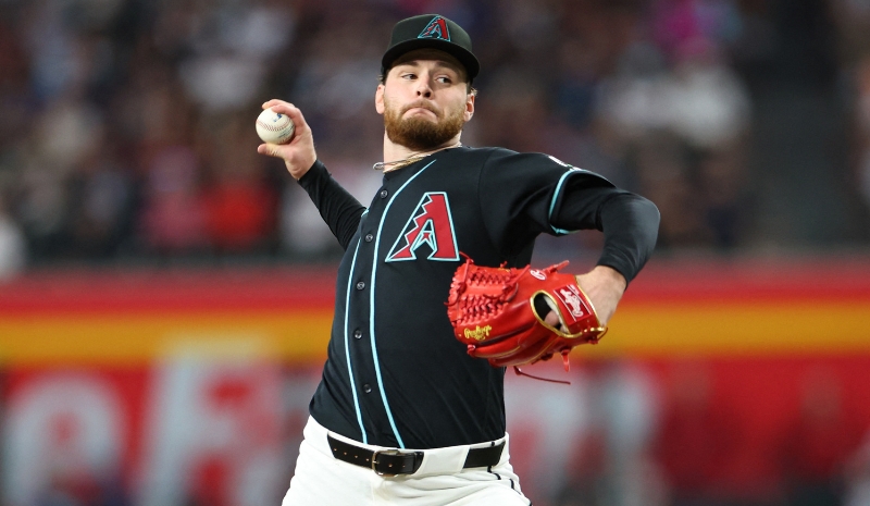 Arizona Diamondbacks pitcher Ryne Nelson (19) throws the ball.