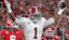 Alabama Crimson Tide wide receiver Isaiah Horton (1) celebrates after scoring a touchdown against the Georgia Bulldogs in the second quarter at Sanford Stadium.
