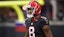 Atlanta Falcons tight end Kyle Pitts (8) prepares for a game against the New York Giants.