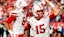 Nebraska Cornhuskers quarterback Dylan Raiola (15) celebrates.