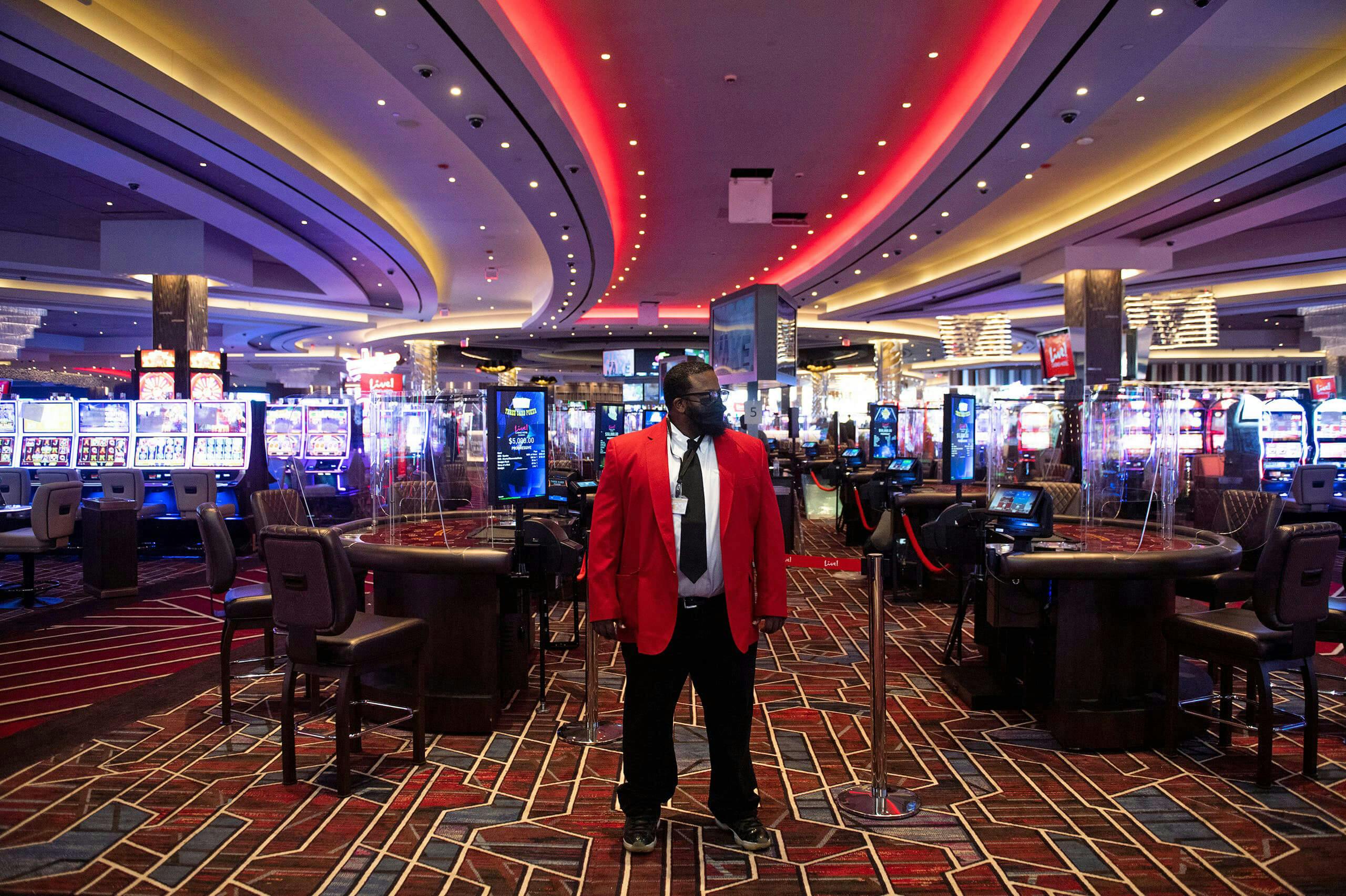 Staff member standing in a casino