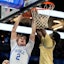 Duke Blue Devils forward Cooper Flagg (2) has his shot blocked by Georgia Tech Yellow Jackets forward Baye Ndongo (11) in the first half at Spectrum Center. Mandatory Credit: Bob Donnan-Imagn Images