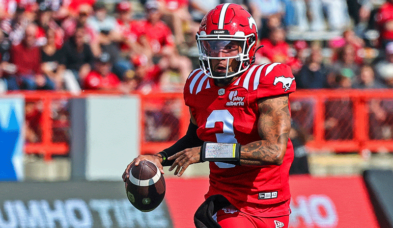 Vernon Adams Jr of the Calgary Stampeders CFL