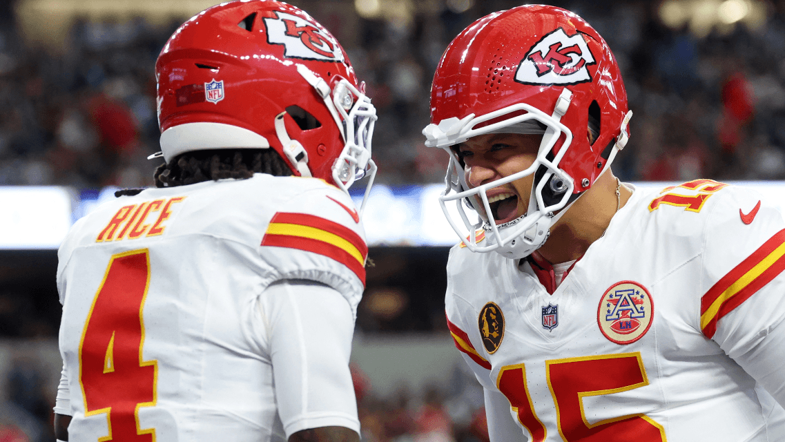 Kansas City Chiefs wide receiver Rashee Rice and quarterback Patrick Mahomes NFL.
