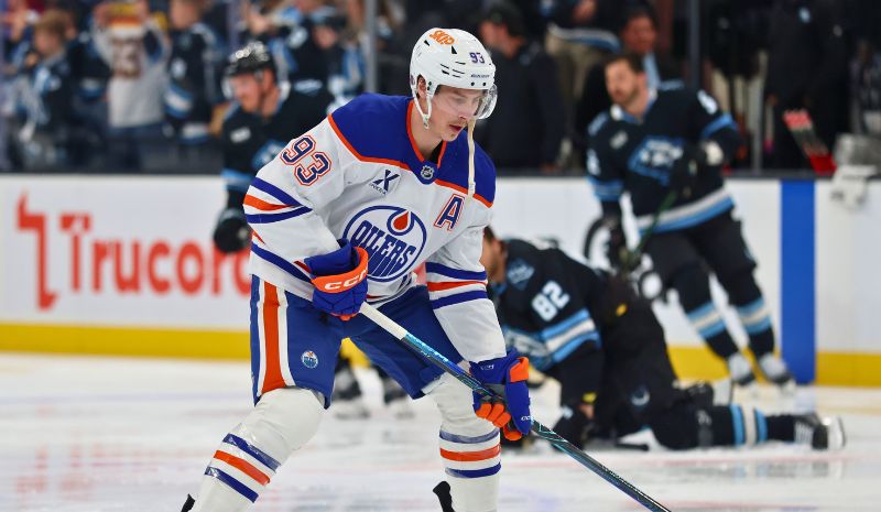 Edmonton Oilers center Ryan Nugent-Hopkins (93) warms up before a game.