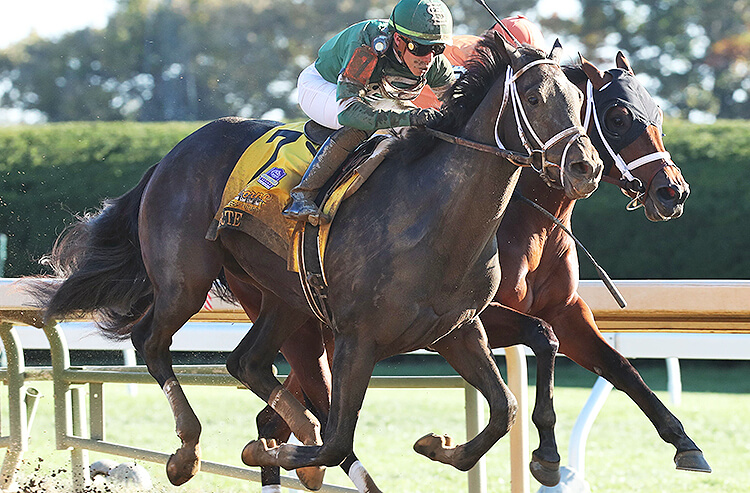 Forte running at the Clairborne Breeders' Futurity G1