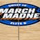 A detailed view of the March Madness center court logo during the first quarter between the Virginia Tech Hokies and the Ohio State Buckeyes at Climate Pledge Arena.
