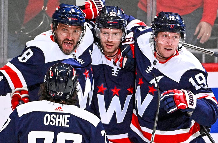 Alex Ovechkin Evgeny Kuznetsov Nicklas Backstrom T.J. Oshie Washington Capitals NHL