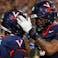 Virginia Cavaliers wide receiver Trell Harris (11) celebrates with Cavaliers tight end Dakota Twitty (9) after catches a two point conversion.