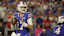 Buffalo Bills quarterback Josh Allen has his eyes on his receiver before throwing the pass.
