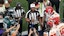 The captains for the Philadelphia Eagles and Kansas City Chiefs participate in the coin toss before Super Bowl LIX at Caesars Superdome.