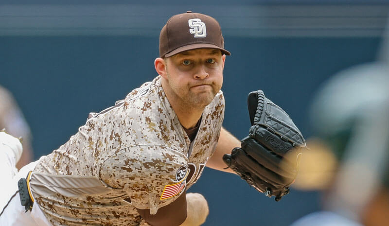 San Diego Padres starting pitcher Michael King (34).