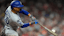 Los Angeles Dodgers shortstop Mookie Betts (50) connects with a pitch.