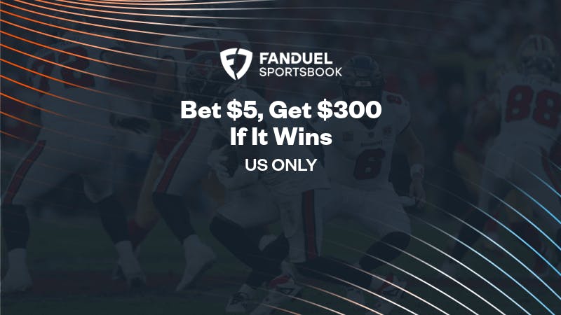 Score $300 bonus bets with FanDuel promo code offer on Buccaneers vs Lions Monday Night Football - no code needed to claim this welcome bonus.