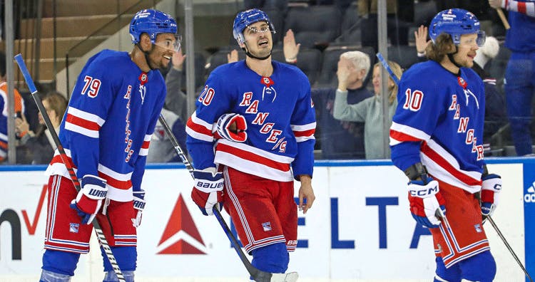 New York Rangers players on the ice