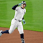 New York Yankees outfielder Aaron Judge (99) celebrates after hitting a two run home run.