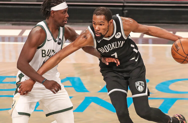 Kevin Durant Brooklyn Nets NBA win totals 2021-22 NBA Win Totals: Nets Top the Preseason Wins Board